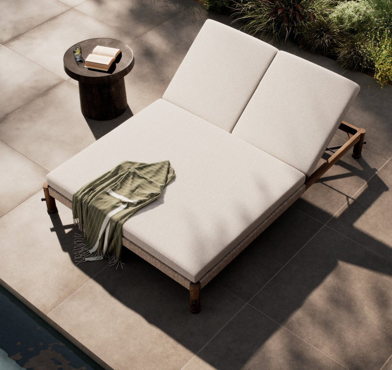 Teak Outdoor Double Lounge Chair Natural – The House of Barrie
