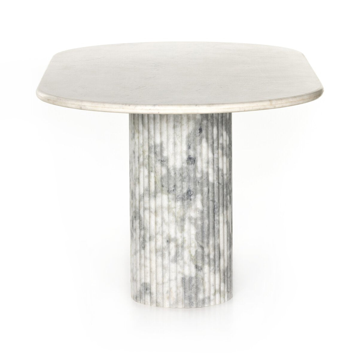 Marble Oval Dining Table – Scalloped Sophistication for Six