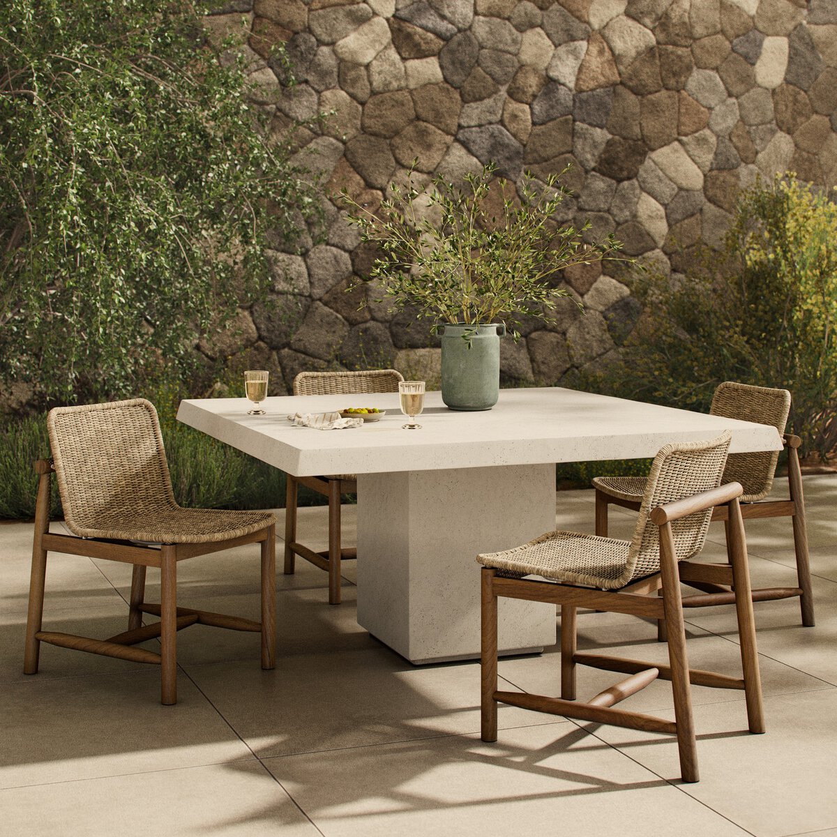 Outdoor Square Concrete Dining Table
