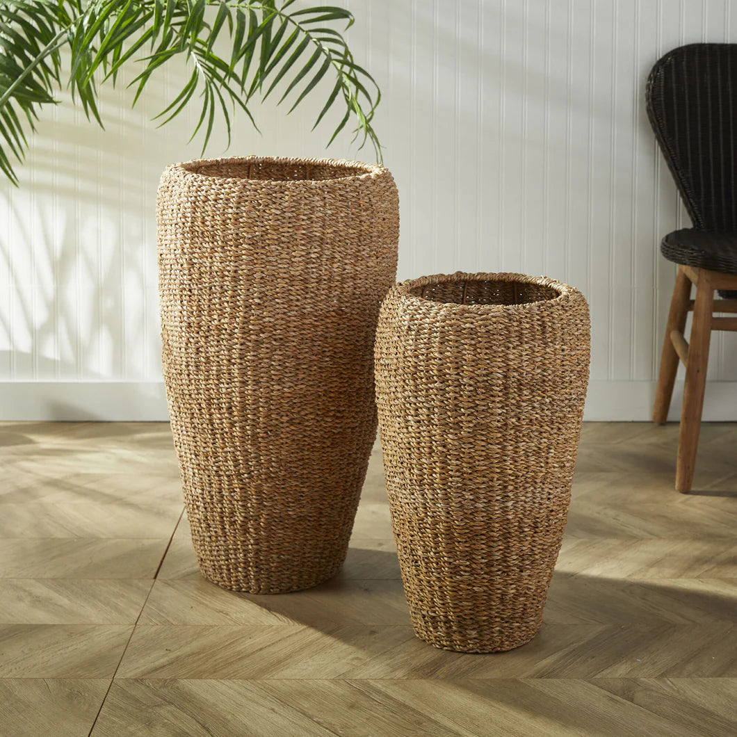 Seagrass Tall Planter | Woven Natural Decorative Pot