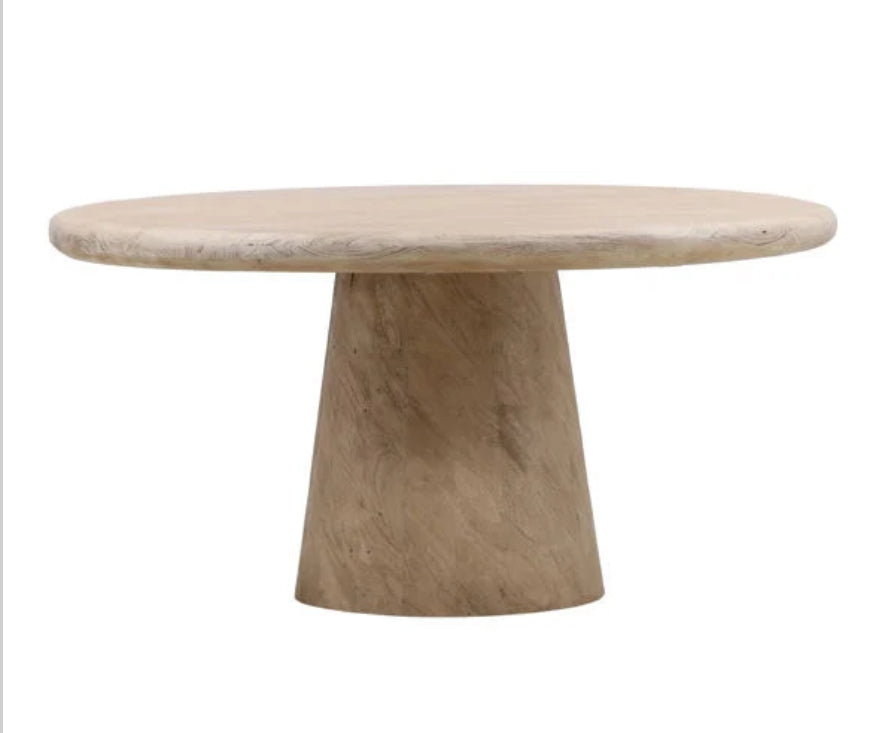 60” Round Acacia Dining Table – Natural Sandblasted