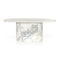 Marble Oval Dining Table – Scalloped Sophistication for Six