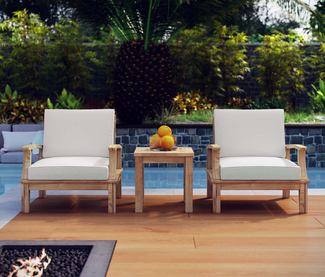 Outdoor Patio Teak Set (3-Piece) – Natural White Finish