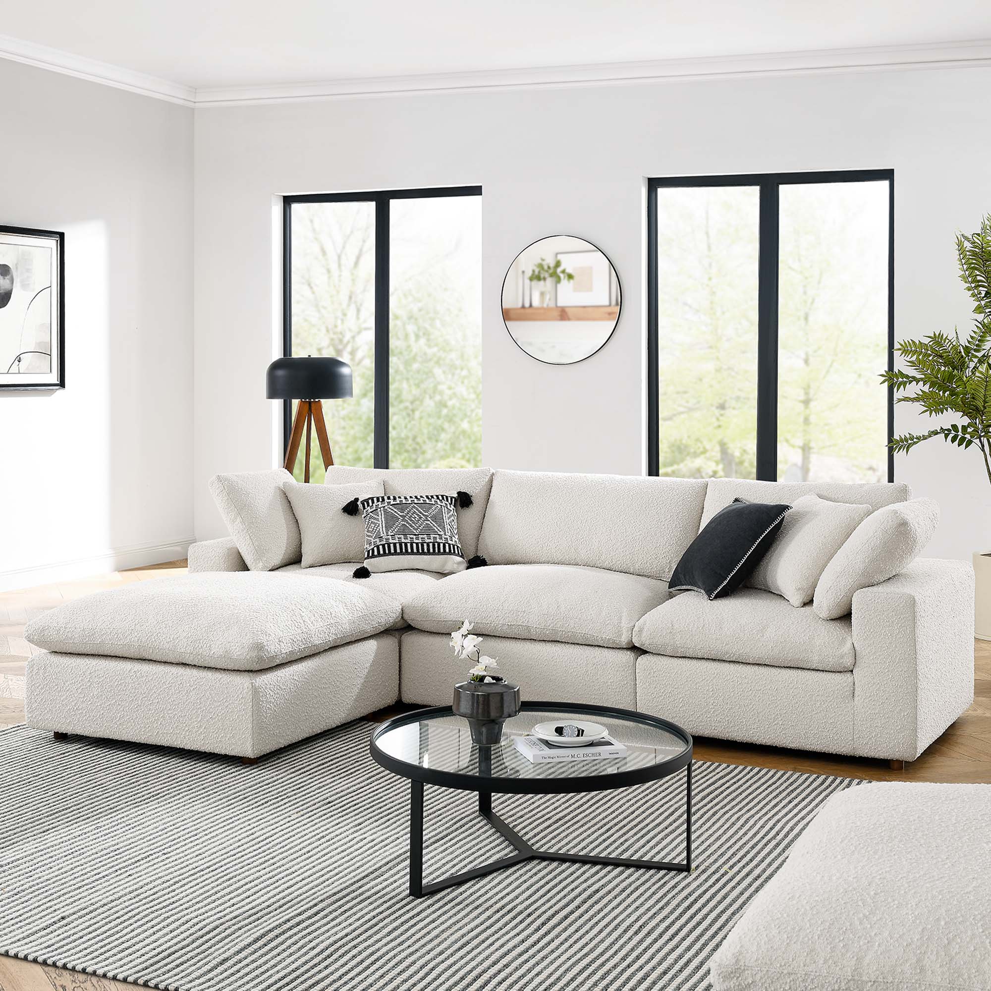 Cream Chaise Sectional Sofa