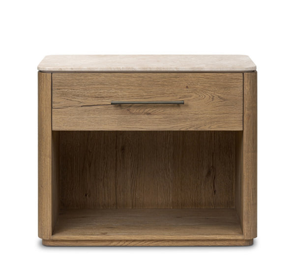 Marble top Oak Nightstand