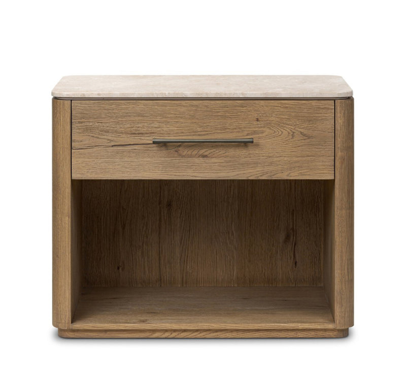Marble top Oak Nightstand