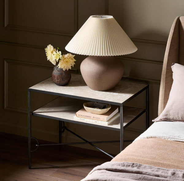 Gunmetal Iron Marble Nightstand