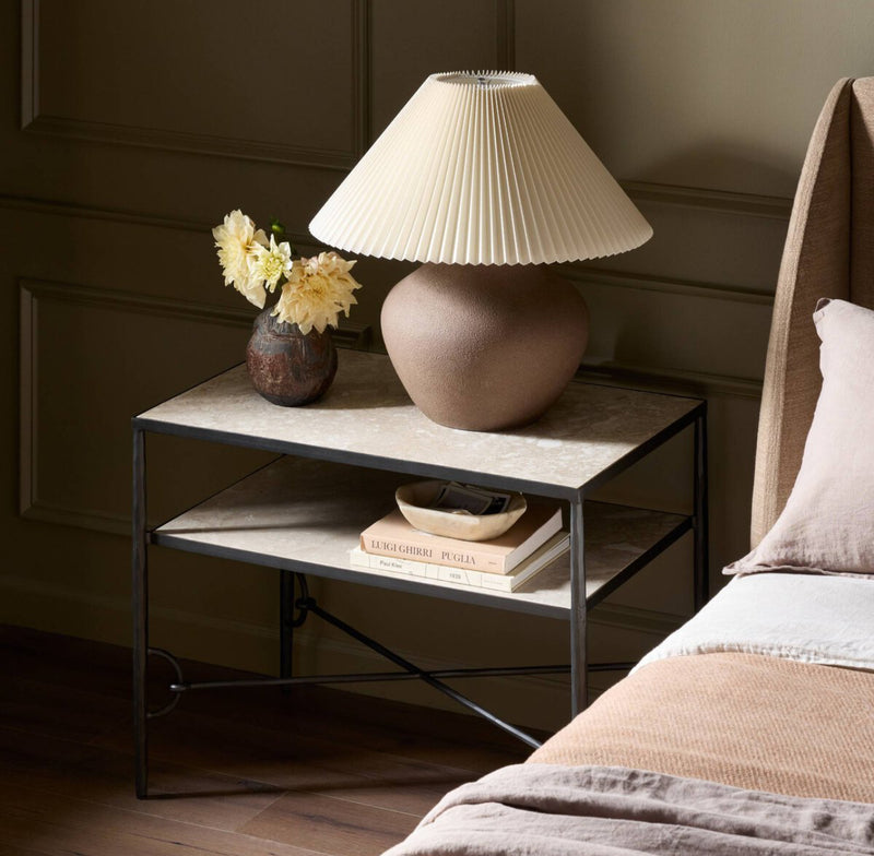 Gunmetal Iron Marble Nightstand