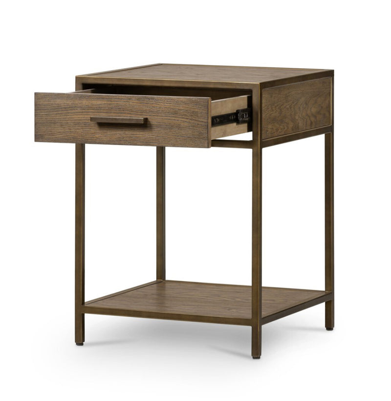 Hazel Oak Side Table | Modern Nightstand with Storage