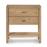 Ash Dual drawer woven Nightstand