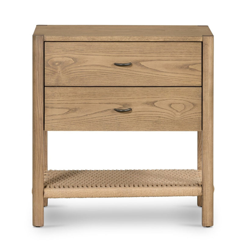 Ash Dual drawer woven Nightstand