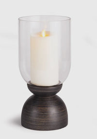 Small Wooden Hurricane Candle Holder | Solid Wood Base
