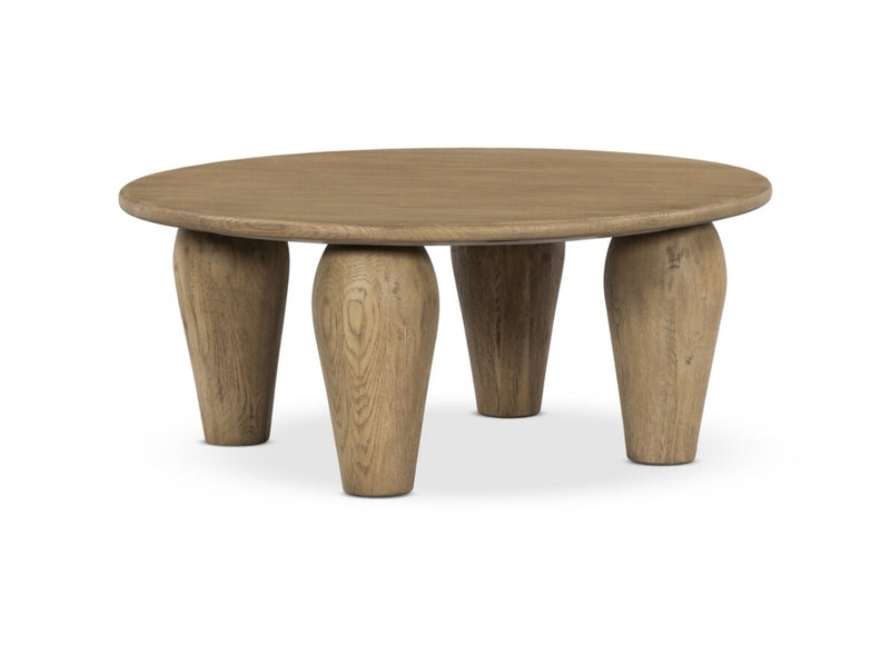Reclaimed Oak Round Coffee Table | Organic Modern Style