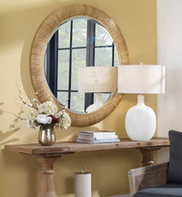 Rattan Natural Round Mirror