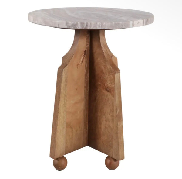 Marble Top Wood Side Table