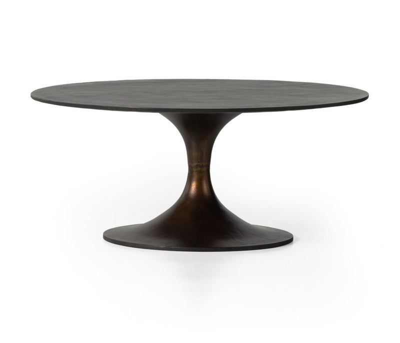 Antique Rust Round Coffee Table | Modern Metal Centerpiece