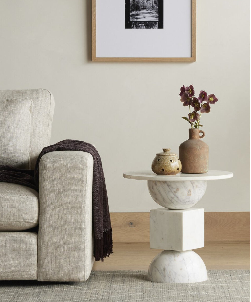 White Marble Side Table