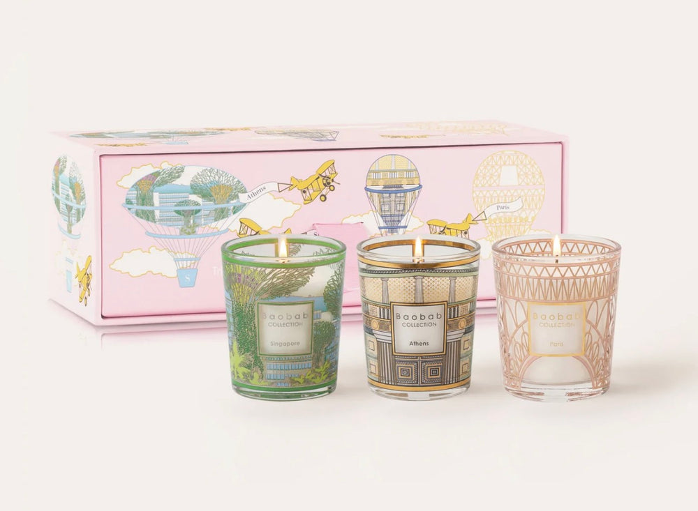 Baobab TRIO TRAVEL CANDLES SINGAPORE-ATHENS-PARIS