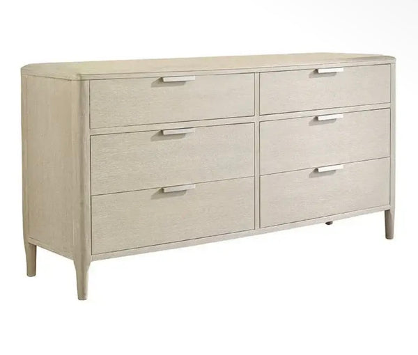 6 Drawer White Oak Wood Dresser