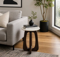 Wood Marble Top Side Table