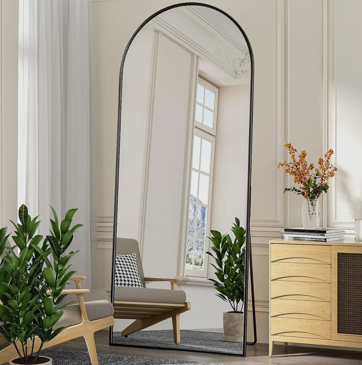 Full length arched floor mirror