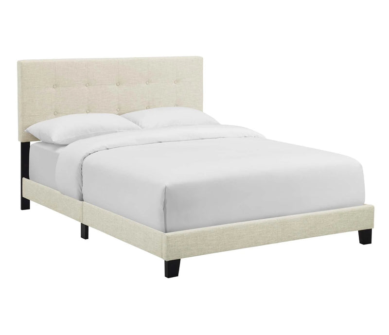 Upholstered Fabric Bed Beige King