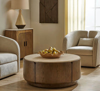 Marble Oak Round Coffee Table