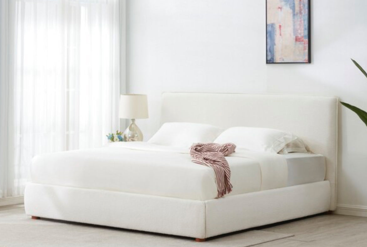 Ivory Boucle Bed
