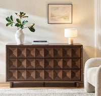 Geometric 6 Drawer Birch Wood Dresser