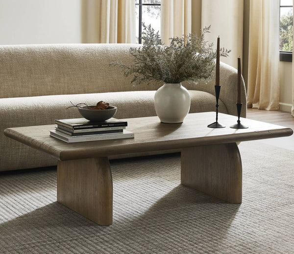 Mindi Wood Coffee Table | Minimalist Arched Base Design