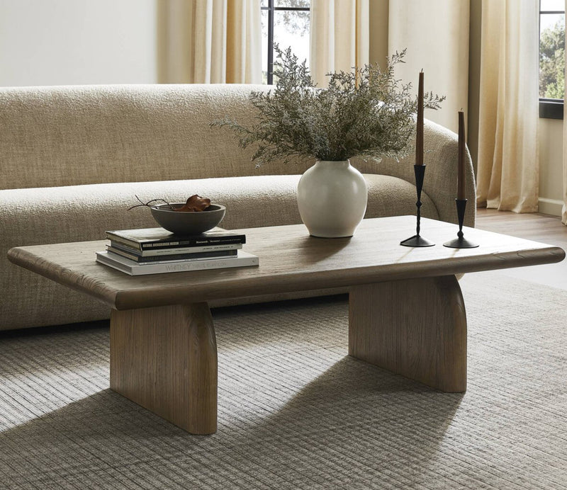 Mindi Wood Coffee Table | Minimalist Arched Base Design