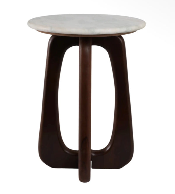 Wood Marble Top Side Table