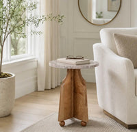Marble Top Wood Side Table