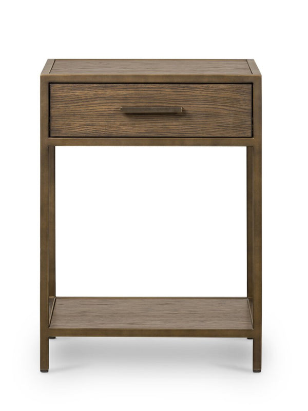Hazel Oak Side Table | Modern Nightstand with Storage