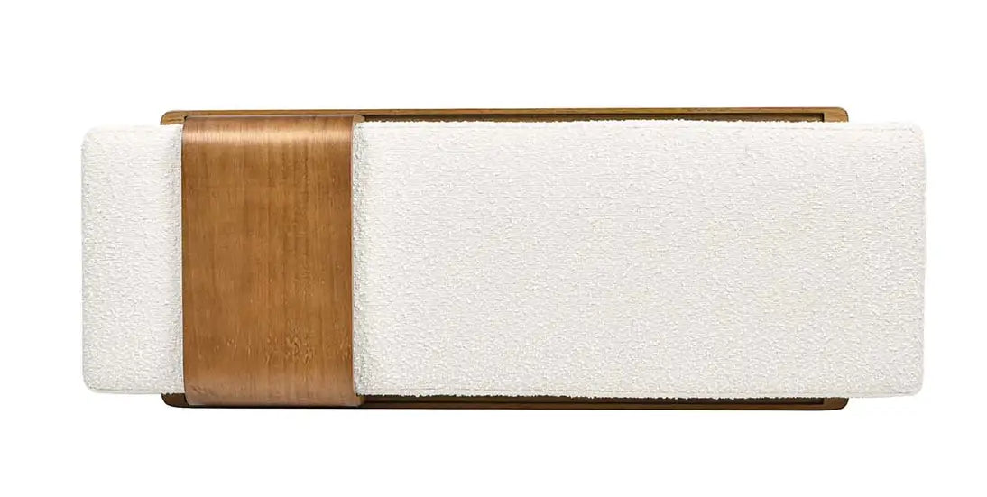 Modern Boucle Bench with sliding shelf