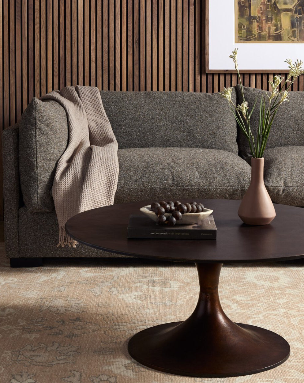 Antique Rust Round Coffee Table | Modern Metal Centerpiece