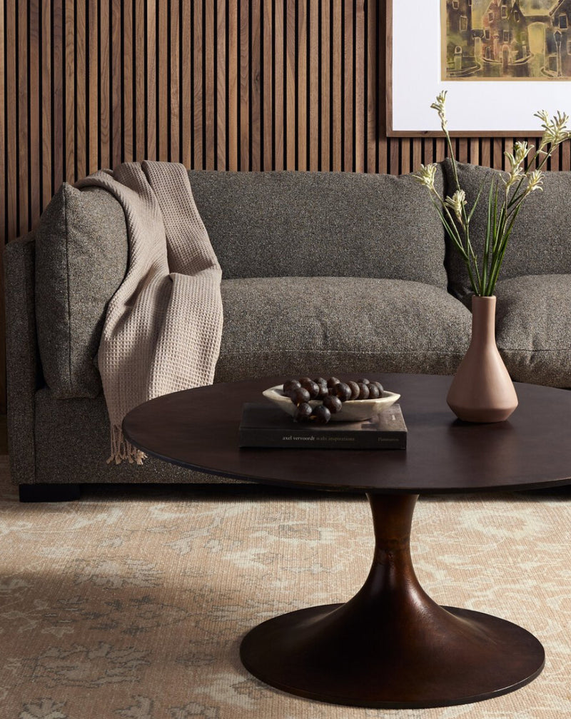 Antique Rust Round Coffee Table | Modern Metal Centerpiece