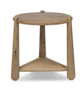 Round Two-Tier Side Table | Oak & Woven Storage Accent