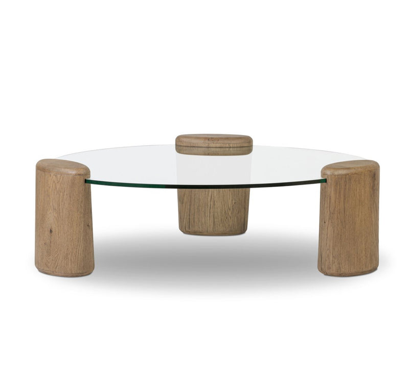 Oak with glass coffee table