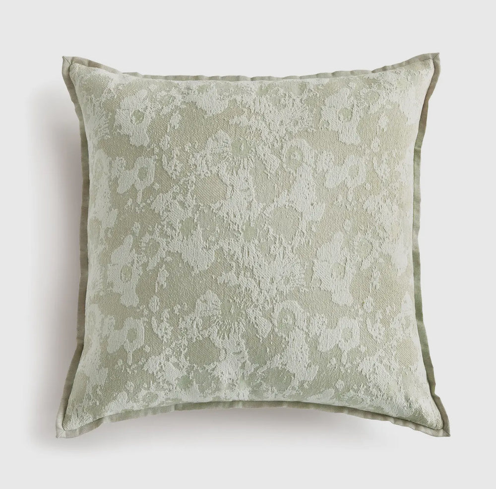 Green Outdoor Pillow 24x24 | Jacquard Square Patio Accent
