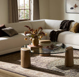 Oak with glass coffee table