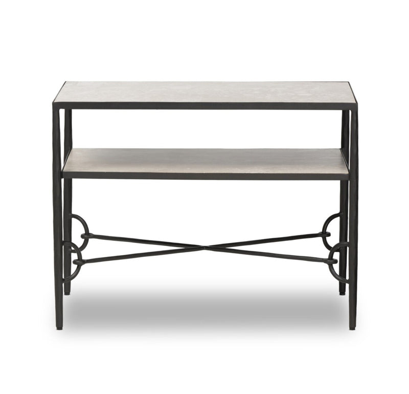 Gunmetal Iron Marble Nightstand