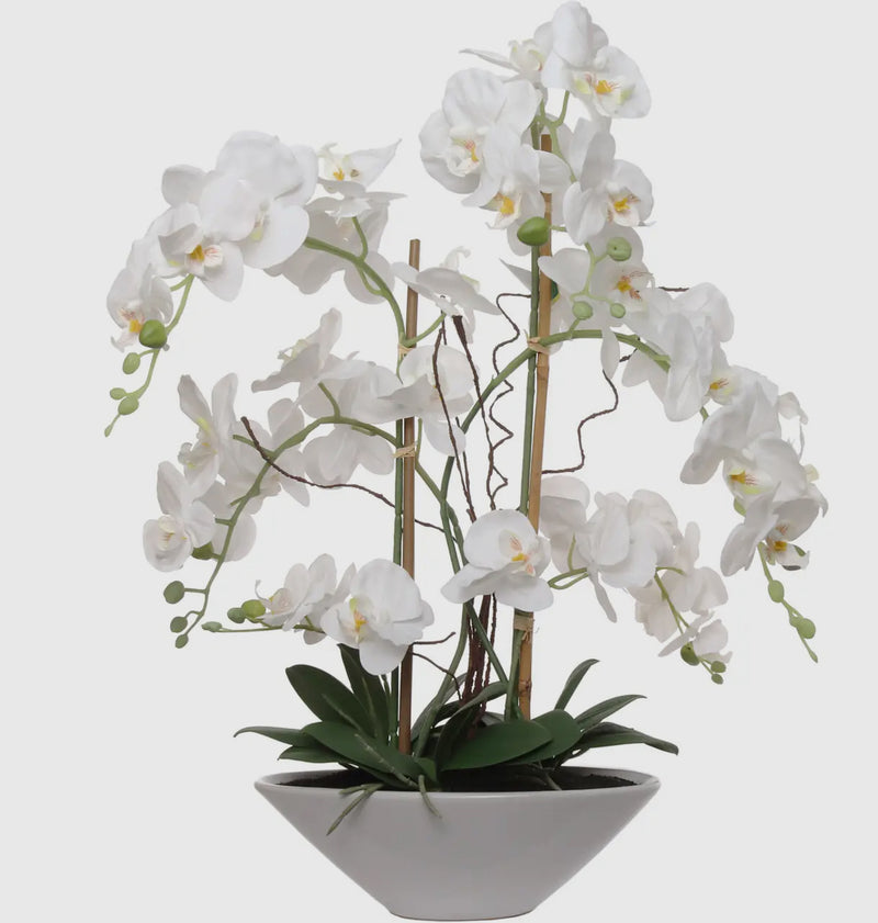 23” White Faux Orchid