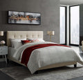 Upholstered Fabric Bed Beige King