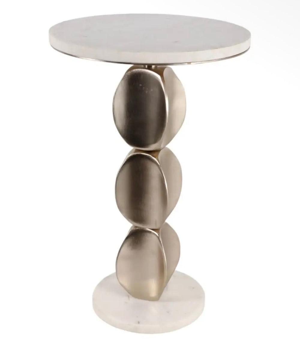 White Top Silver Base Side Table