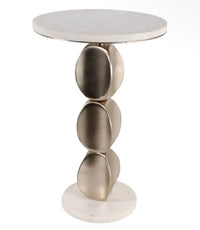 White Top Silver Base Side Table