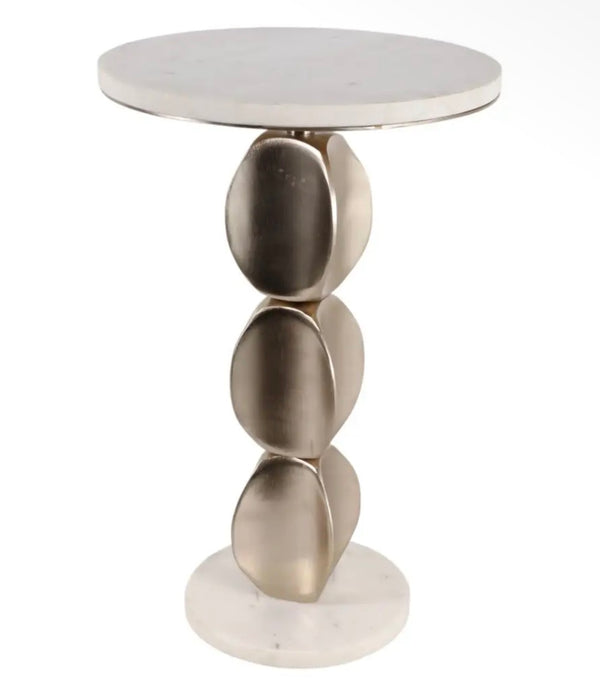 White Top Silver Base Side Table