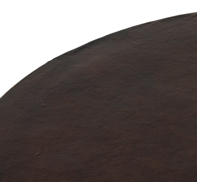 Antique Rust Round Coffee Table | Modern Metal Centerpiece