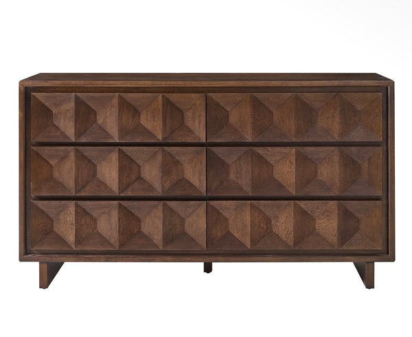 Geometric 6 Drawer Birch Wood Dresser