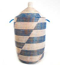 Blue Stripe Laundry Basket